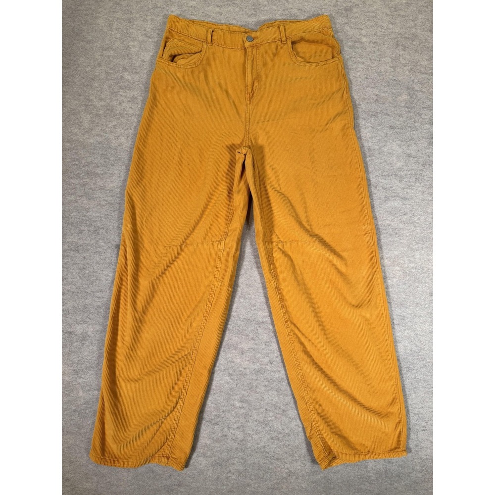 BDG‎ Pants Womens 27 Yellow Corduroy Relaxed Fit Straight Belted Khakis Casual